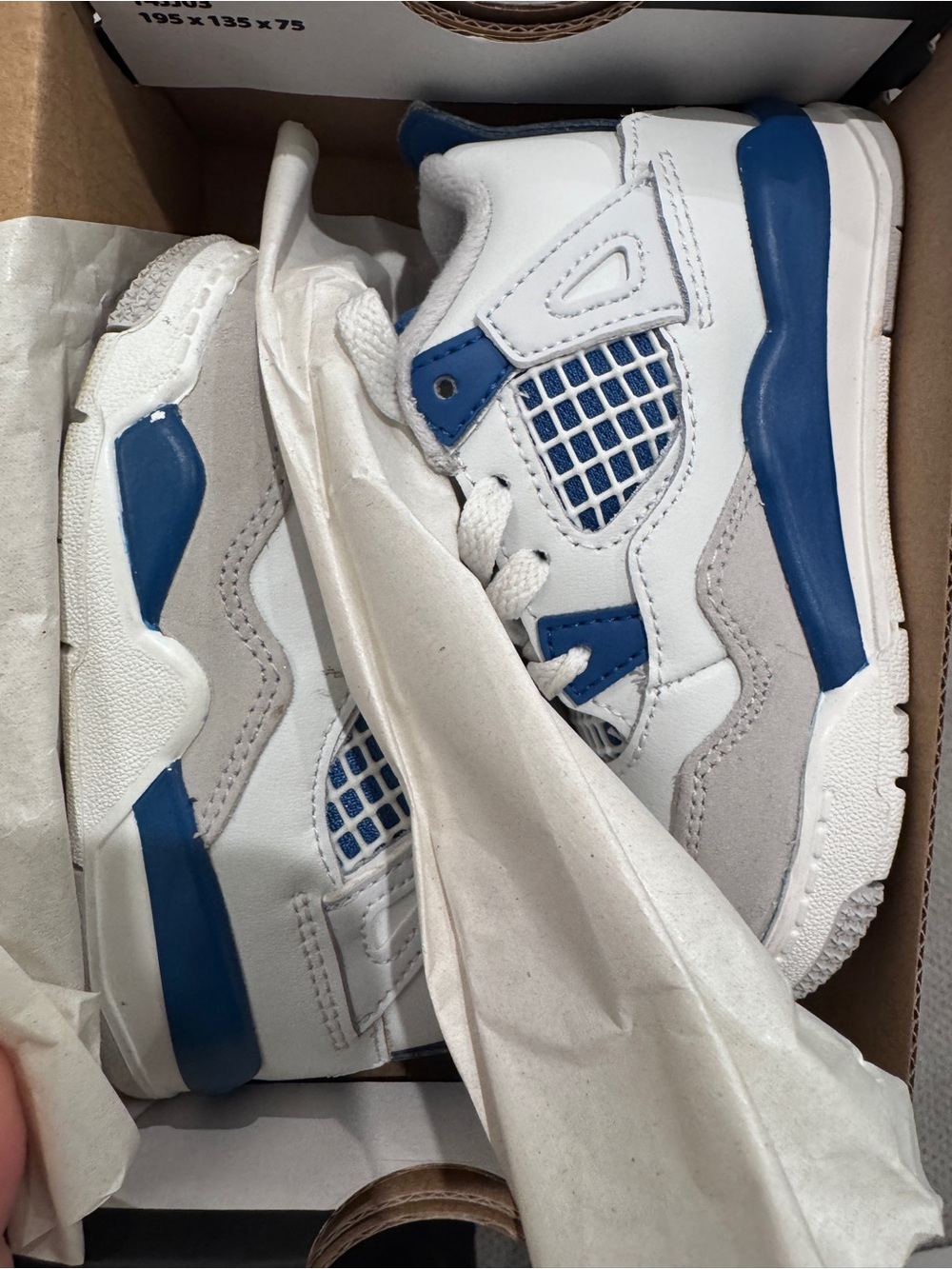 Jordan Kids White and Blue Retro-Style Sneakers